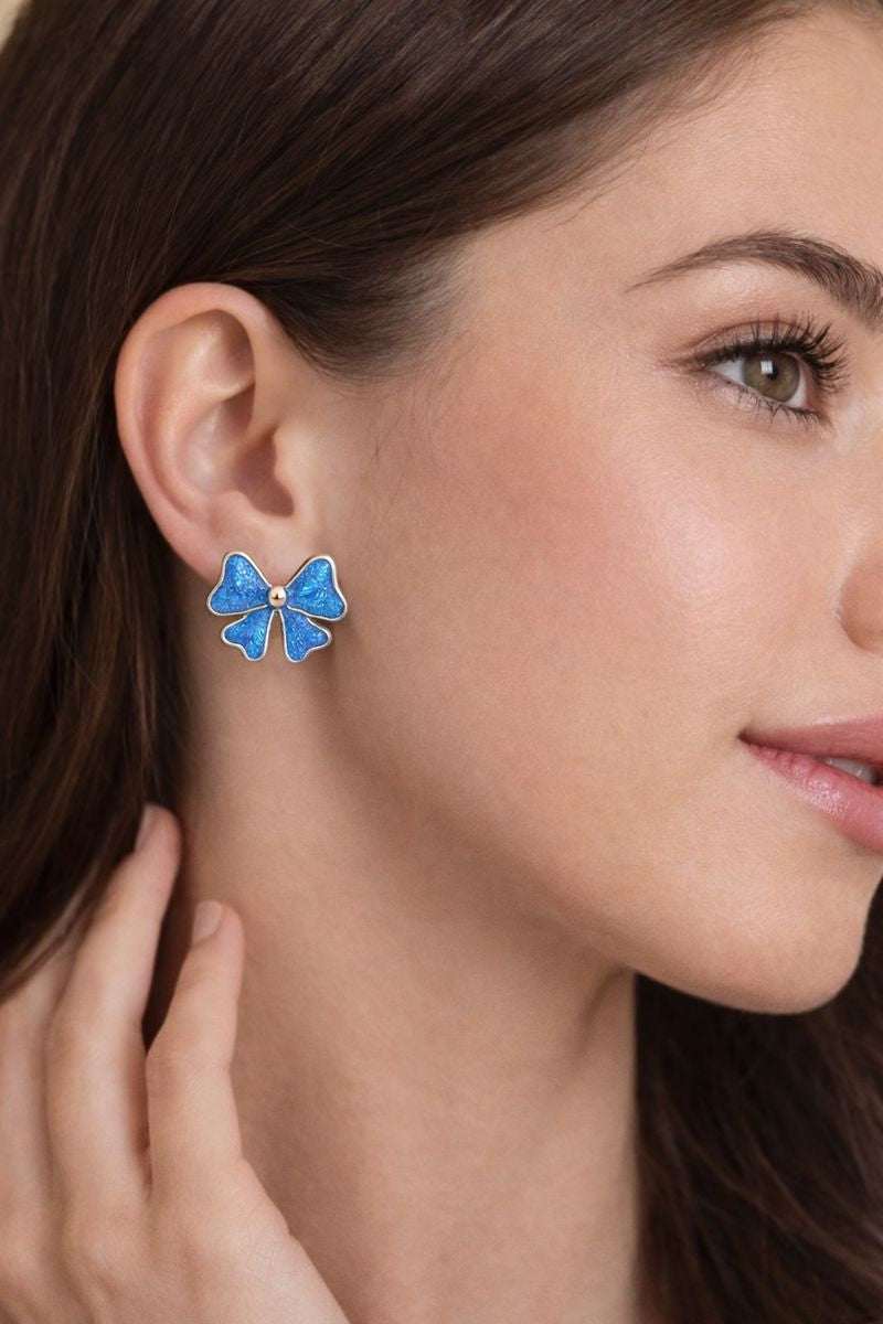 💙 Elegant Blue Bow Stud Earrings
