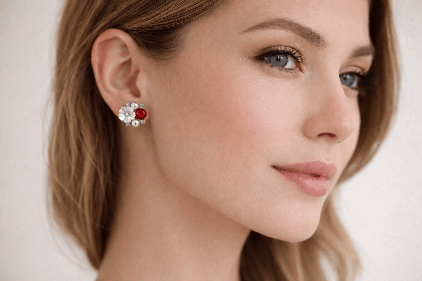 ❤️ Ruby Bloom Pearl Stud Earrings ❤️