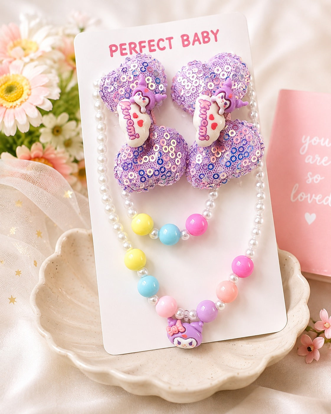 Pretty Purple Butterfly Kids Jewelry Set