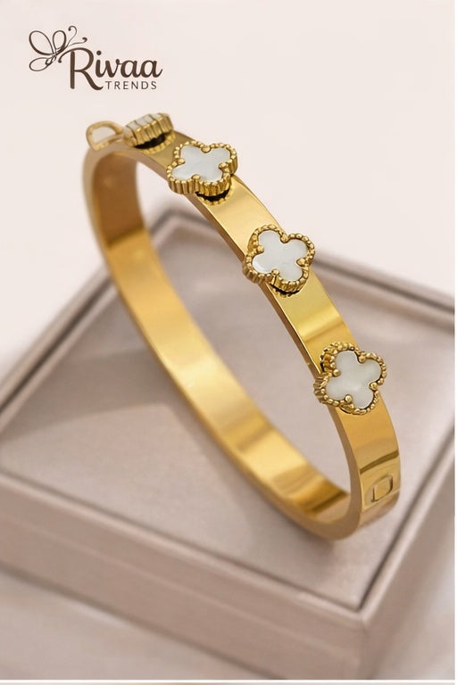 ✨ Sleep Contemporary stone design - Anti-Tarnish Gold Plated Bracelet / Kada
