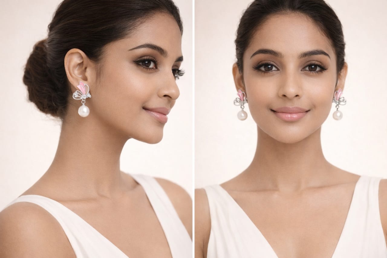 ✨ Butterfly Shape Pearl Drop Earrings ✨