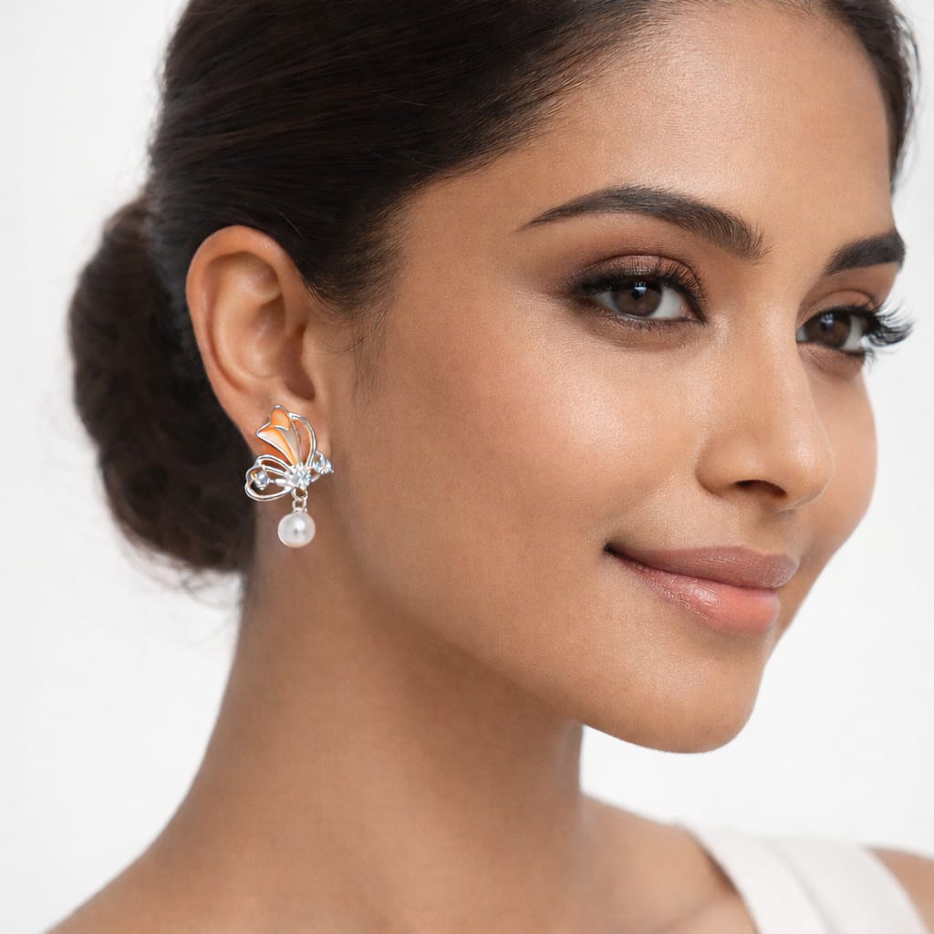 ✨ Butterfly Shape Pearl Drop Earrings ✨