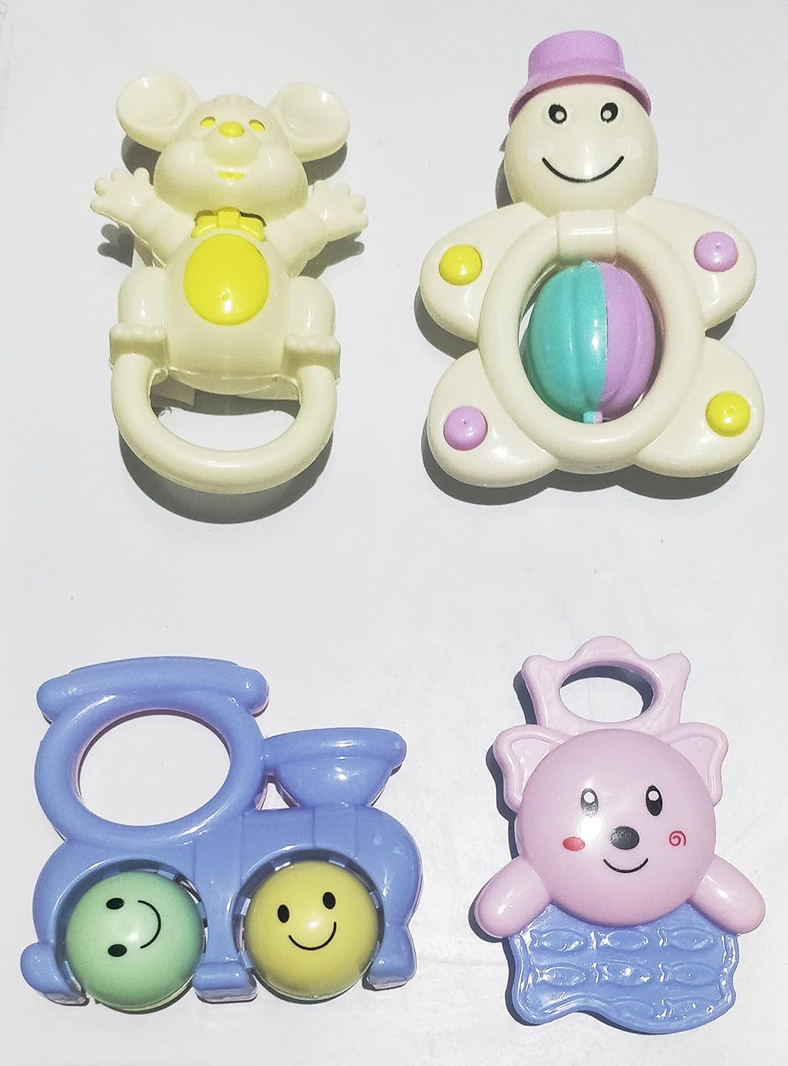 Rattle Set For Baby 4Pc Lovely Angel Colourful Baby Rattle & Teether Toy NonToxic BPA Free Gift Box Rattle (Multicolor)