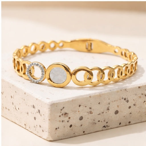 ✨ Modern Circular motif design - Anti-Tarnish Gold Plated Bracelet / Kada
