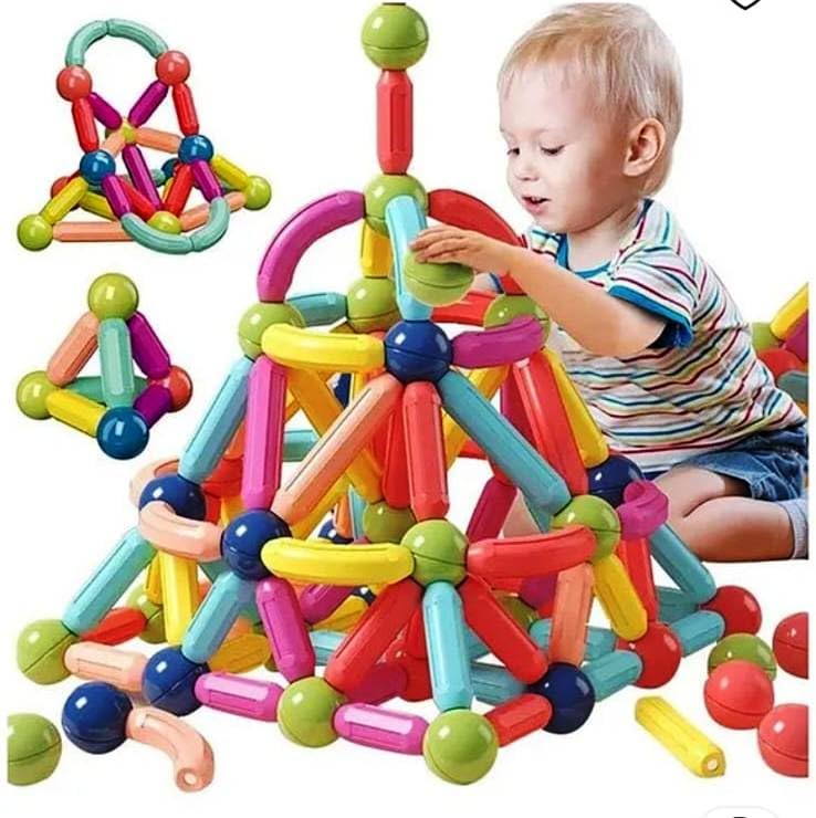 36 pcs 3D Construction Building Blocks Colorful Magnetic Sticks and Balls Sets Magnet Stacking Toys Puzzle Games Learning Educational Toys Creativity for Kids Boys Children
