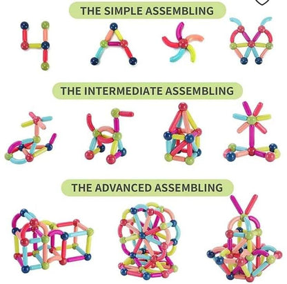 36 pcs 3D Construction Building Blocks Colorful Magnetic Sticks and Balls Sets Magnet Stacking Toys Puzzle Games Learning Educational Toys Creativity for Kids Boys Children