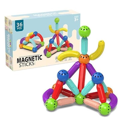 36 pcs 3D Construction Building Blocks Colorful Magnetic Sticks and Balls Sets Magnet Stacking Toys Puzzle Games Learning Educational Toys Creativity for Kids Boys Children