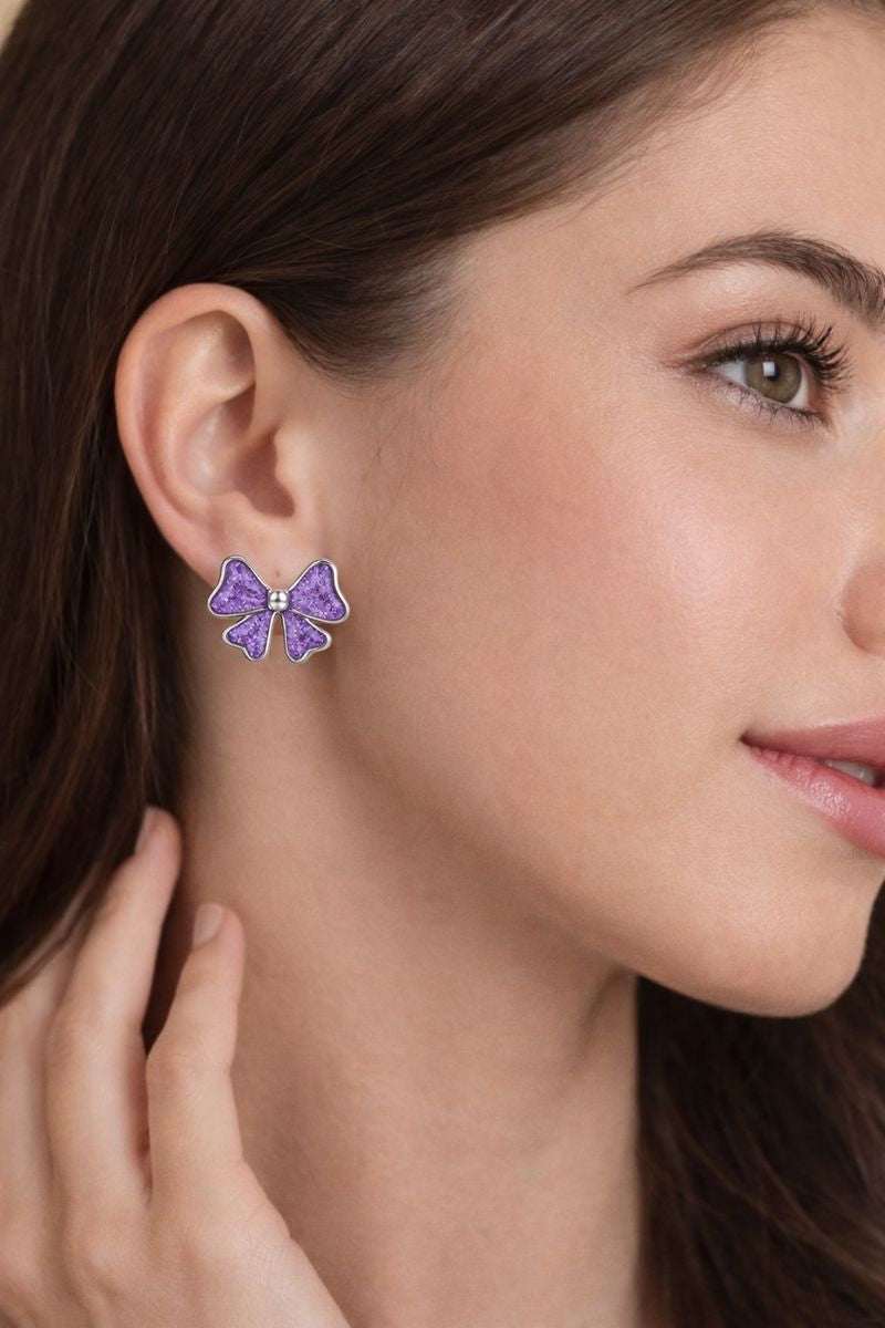 💜 Elegant Purple Bow Stud Earrings