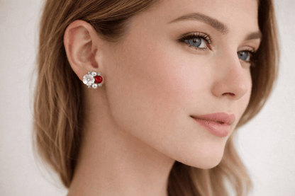 ❤️ Ruby Bloom Pearl Stud Earrings ❤️