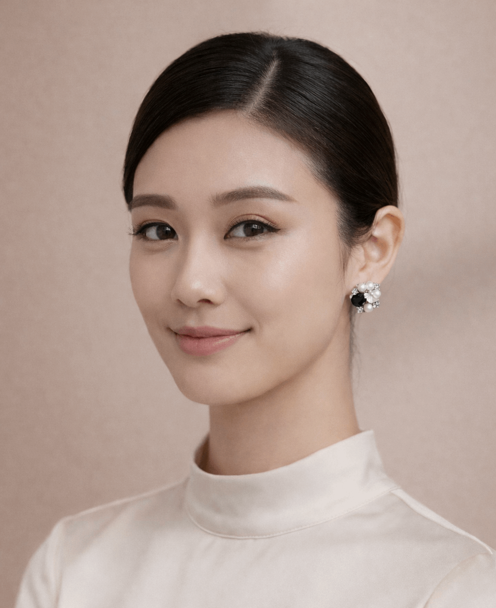 🖤 Ivory Bloom Black Crystal Stud Earrings 🖤