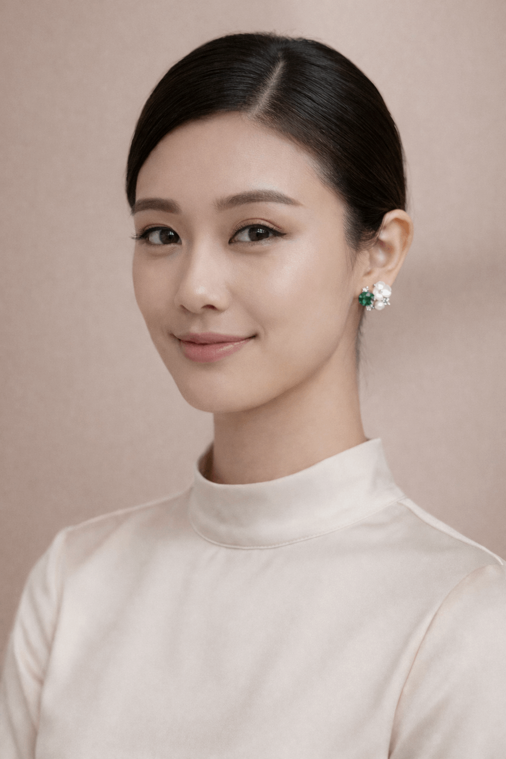 💚 Emerald Bloom Pearl Stud Earrings 💚