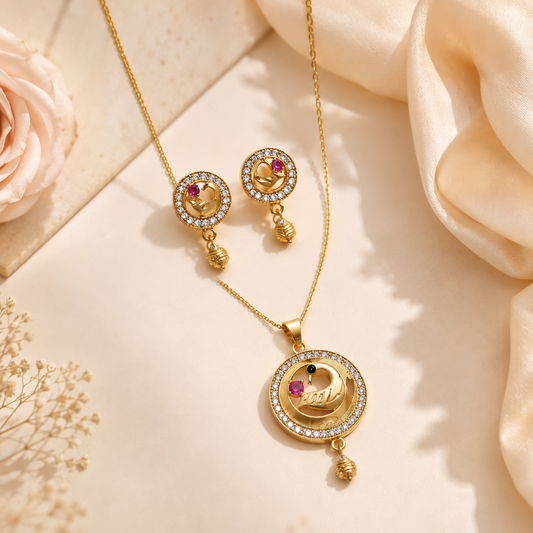 Triangle Ruby Elegance Necklace Set
