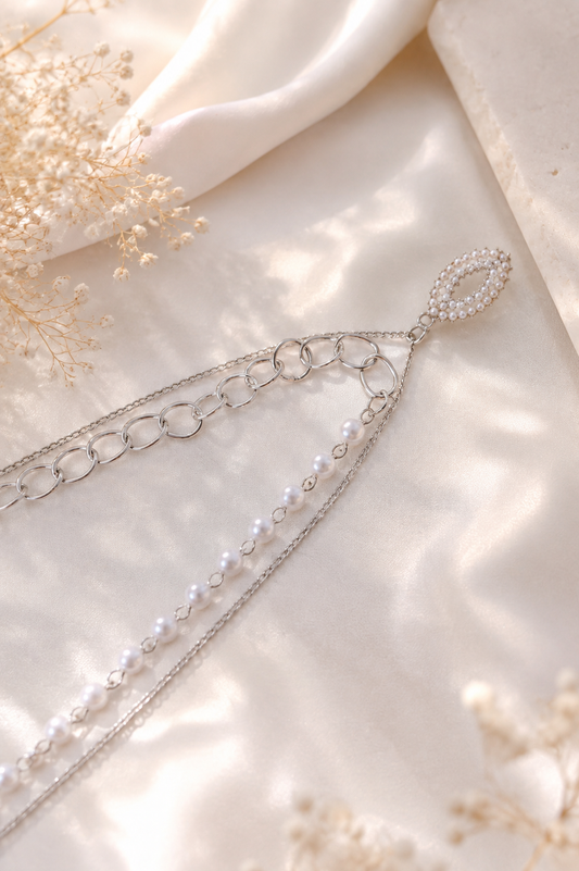 Pearl Link Layered Pendant Necklace