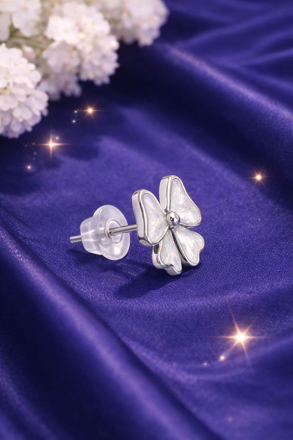 🤍 Elegant White Bow Stud Earrings