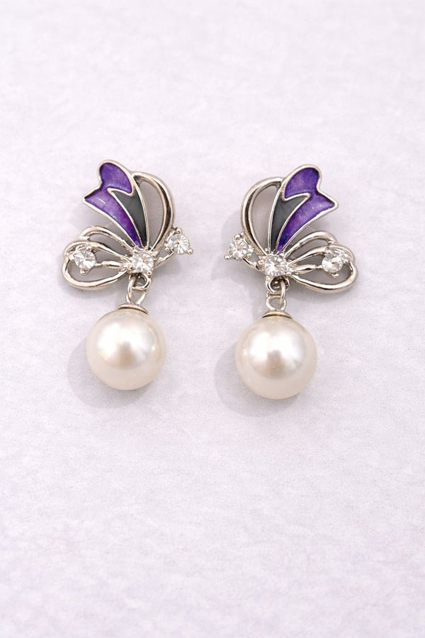 🦋 Butterfly Shape Pearl Drop Earrings