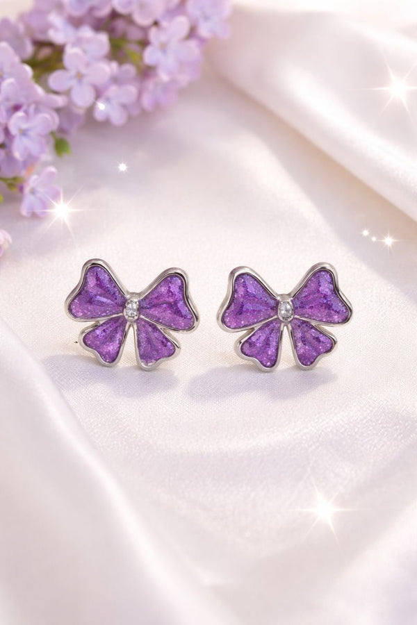 💜 Elegant Purple Bow Stud Earrings