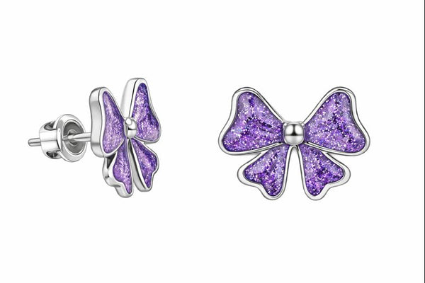 💜 Elegant Purple Bow Stud Earrings