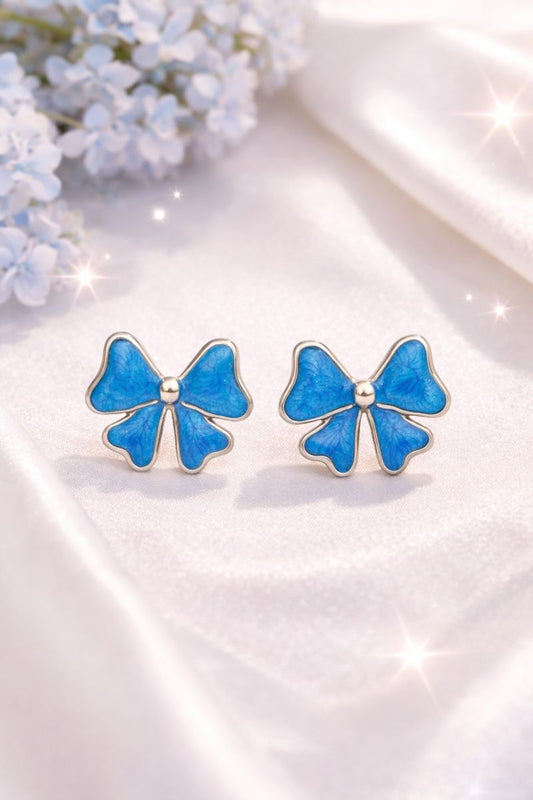 💙 Elegant Blue Bow Stud Earrings
