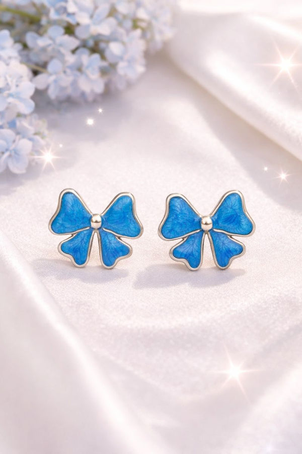 💙 Elegant Blue Bow Stud Earrings