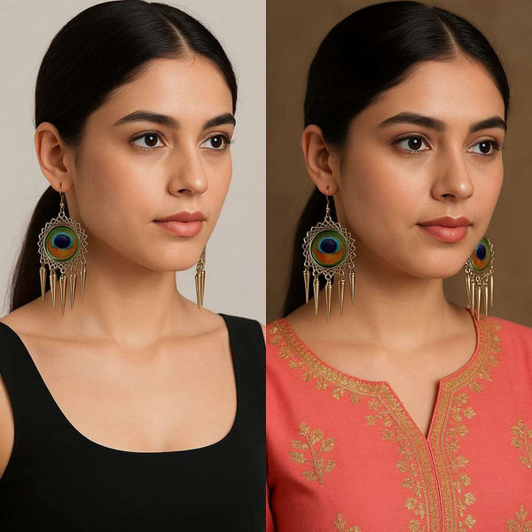 Antique Peacock Metallic Danglers