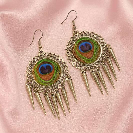 Antique Peacock Metallic Danglers