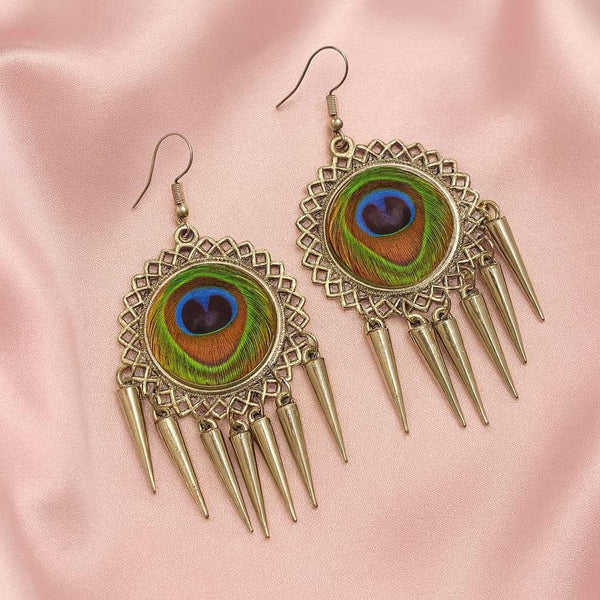 Antique Peacock Metallic Danglers