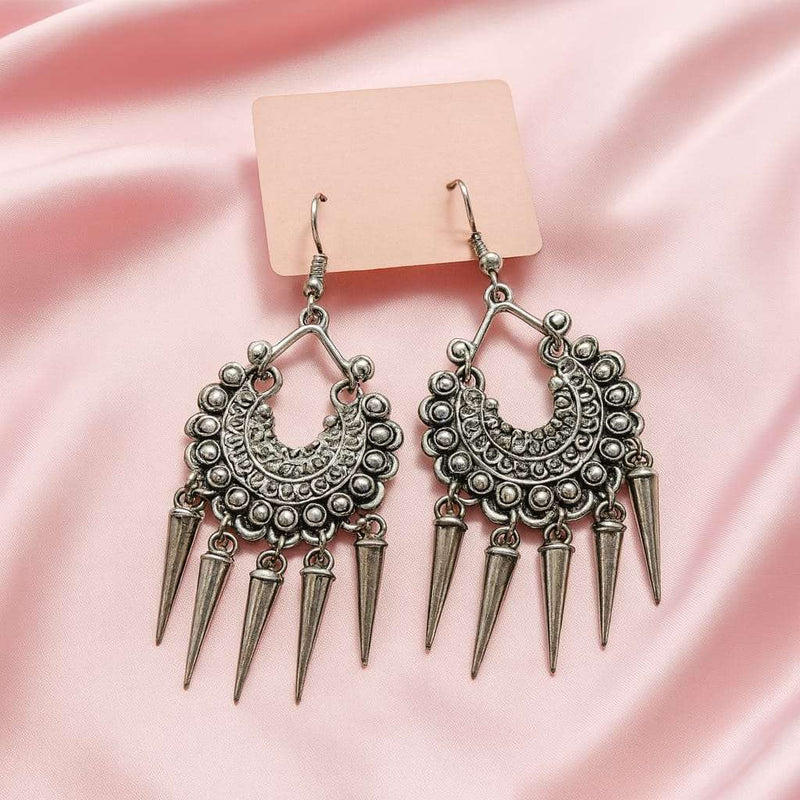 Antique Chandbali Earrings with Spike Drops