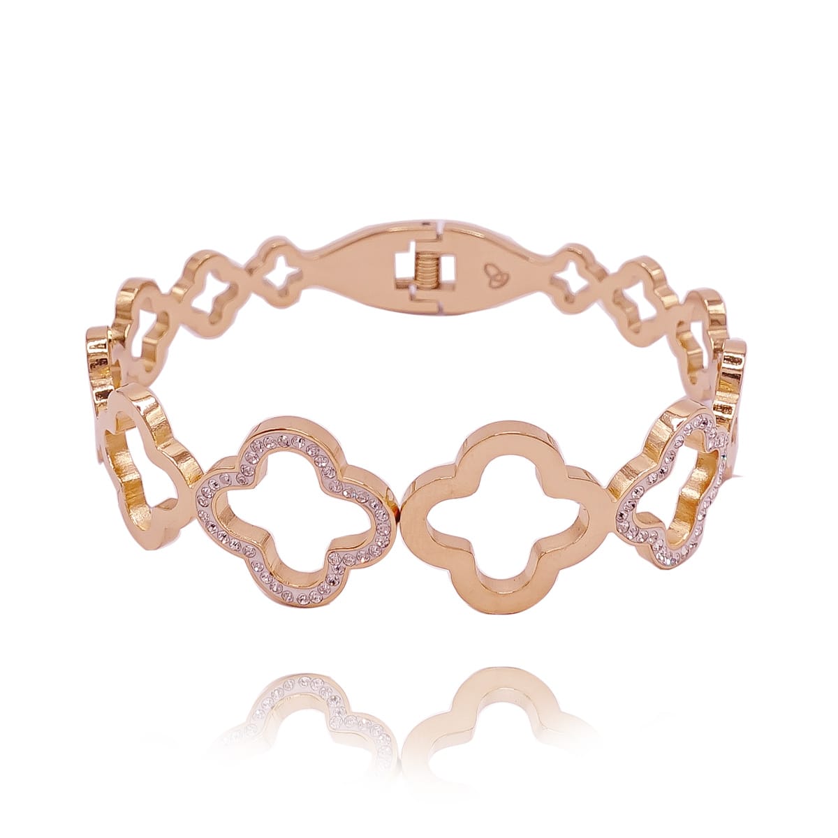 ✨ Timeless Clover Inspired design - Anti-Tarnish Gold Plated Bracelet / Kada