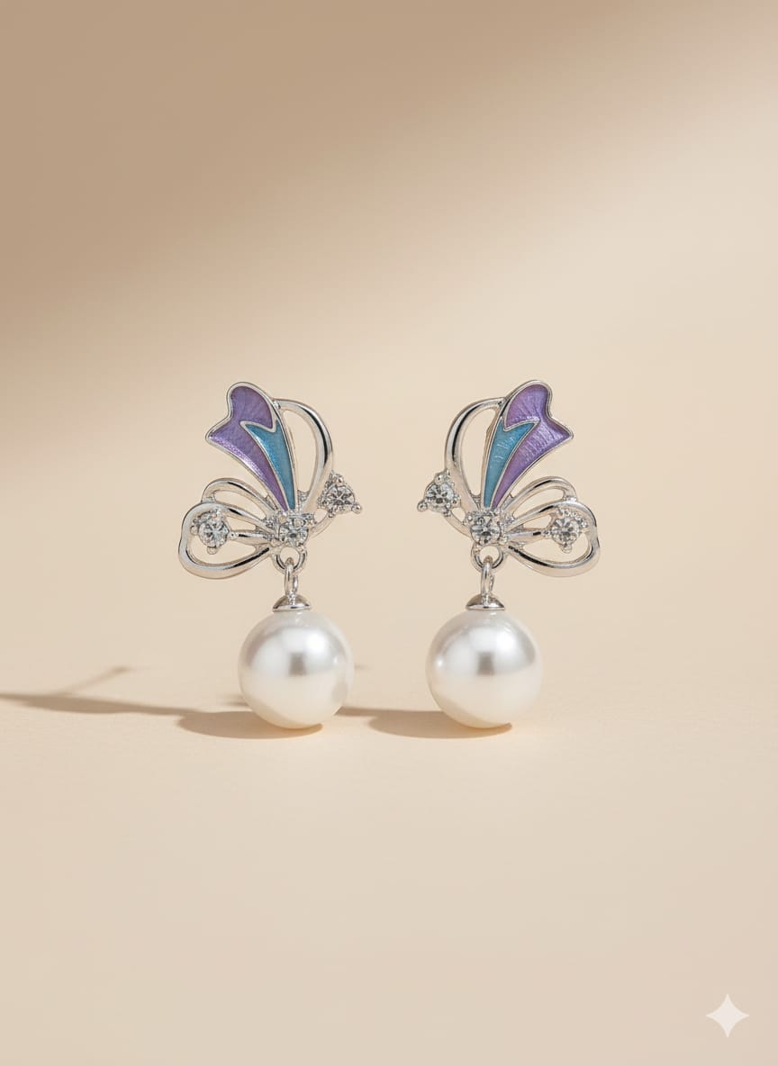 ✨ Butterfly Shape Pearl Drop Earrings ✨