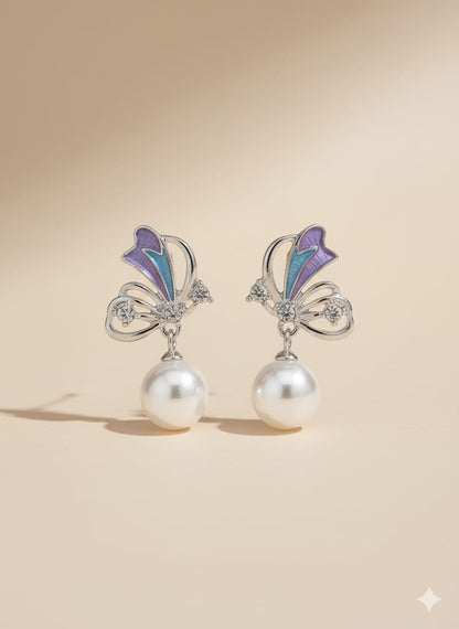 ✨ Butterfly Shape Pearl Drop Earrings ✨