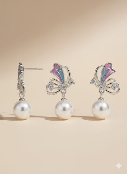 ✨ Butterfly Shape Pearl Drop Earrings ✨