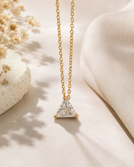 Elegant Triangle Crystal Pendant Necklace