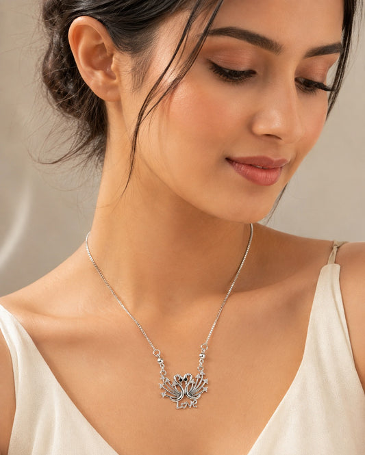 Elegant Love Swan Crystal Pendant Necklace