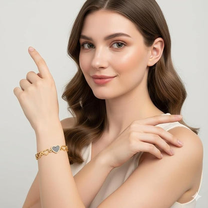 ✨ Romantic Heart Inspired design - Anti-Tarnish Gold Plated Bracelet / Kada