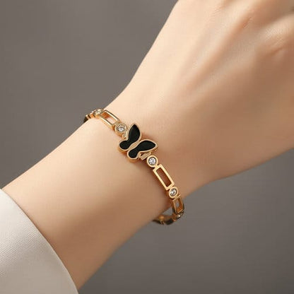 ✨ Midnight Butterfly - Anti-Tarnish Gold Plated Bracelet / Kada