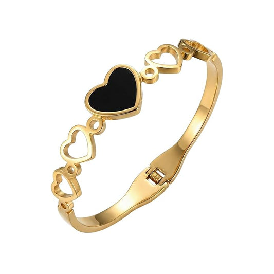 ✨ Romantic Heart Inspired design - Anti-Tarnish Gold Plated Bracelet / Kada