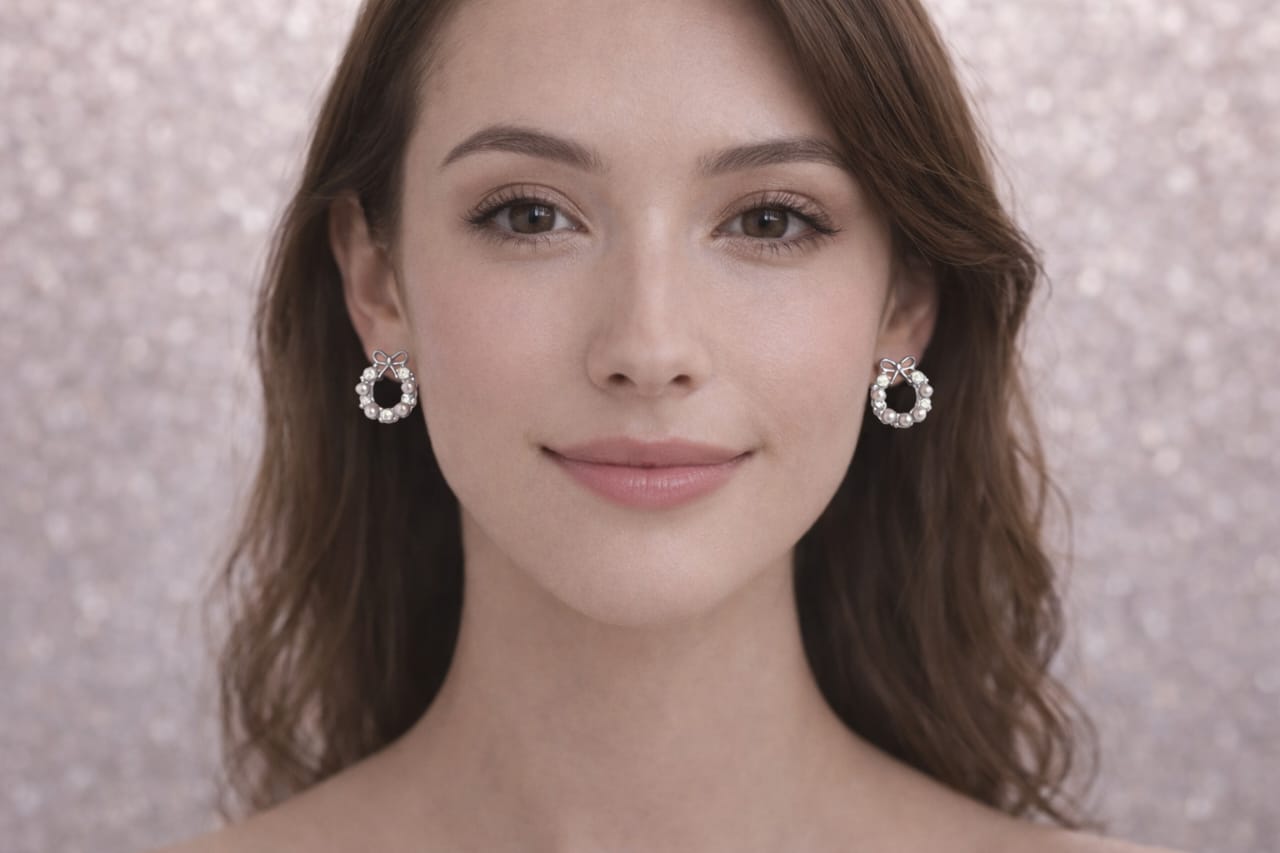 ✨ Silver Bow Round Earrings for Women in Elegant look