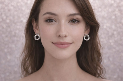 ✨ Silver Bow Round Earrings for Women in Elegant look