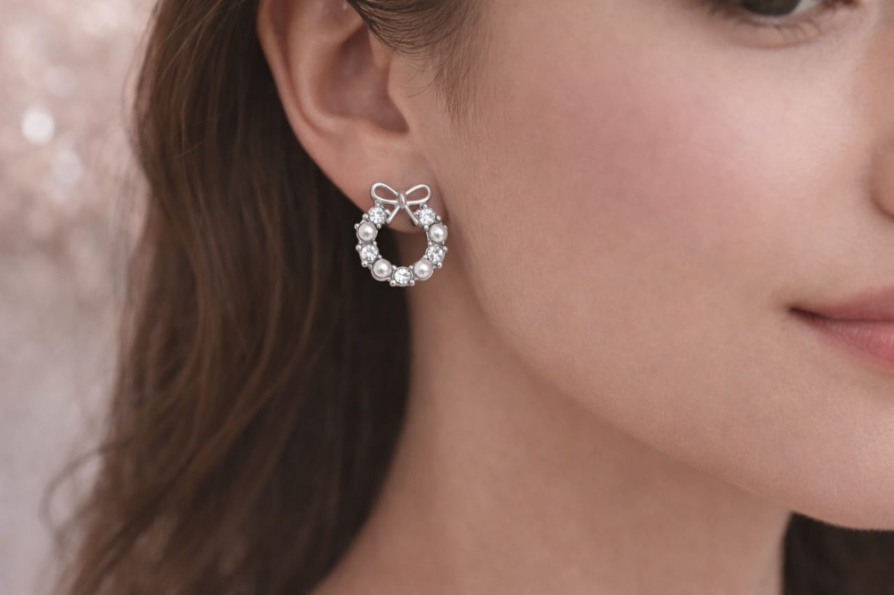 ✨ Silver Bow Round Earrings for Women in Elegant look