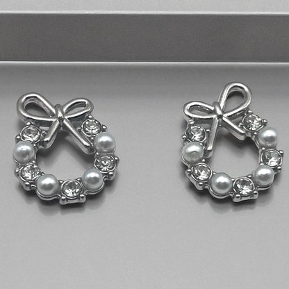 ✨ Silver Bow Round Earrings for Women in Elegant look