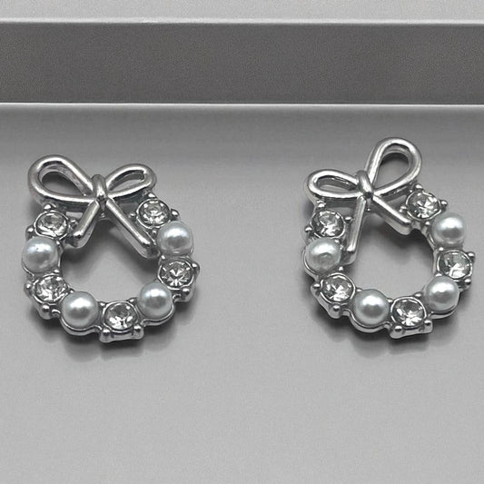 ✨ Silver Bow Round Earrings for Women in Elegant look