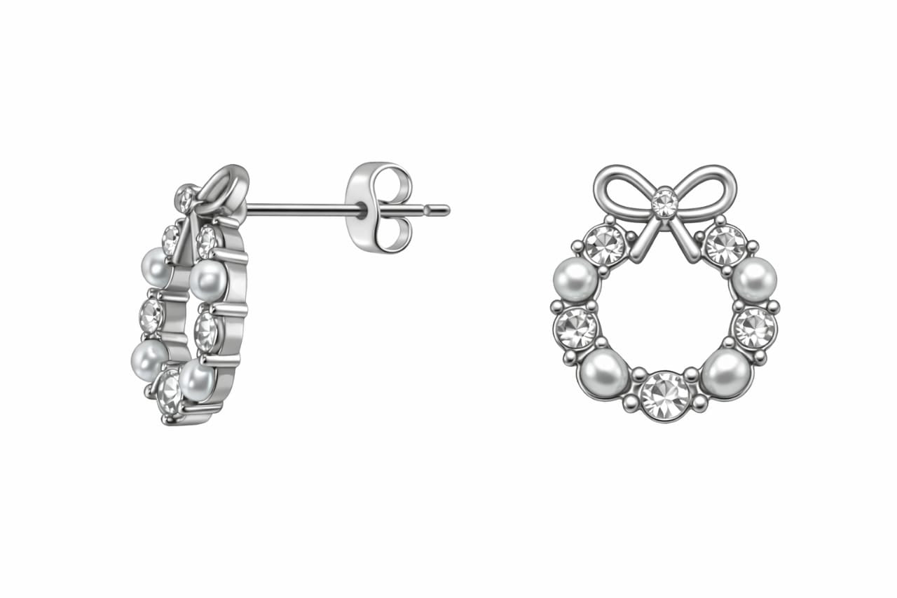 ✨ Silver Bow Round Earrings for Women in Elegant look