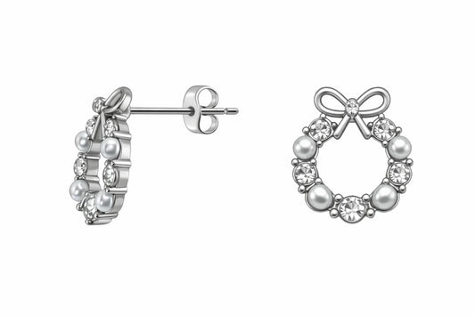 ✨ Silver Bow Round Earrings for Women in Elegant look