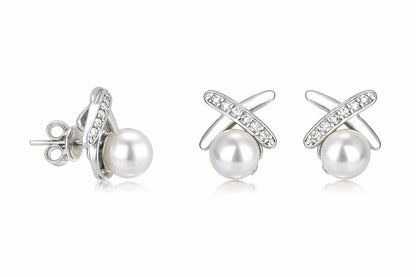 ✨ Elegant Pearl & Crystal Stud Earrings