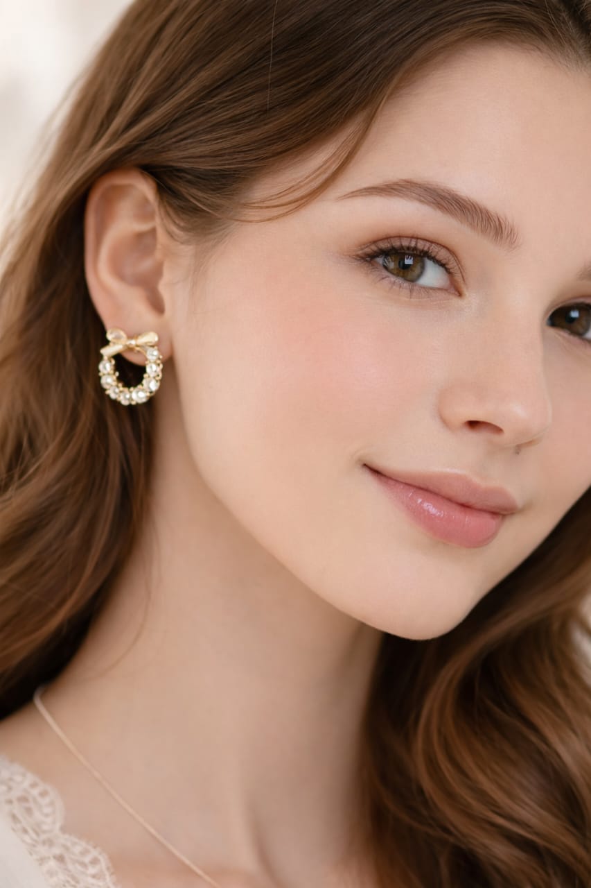 ✨ Elegant Bow Pearl & Crystal Stud Earrings