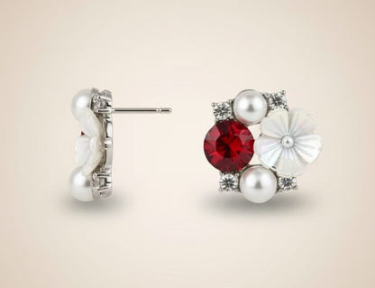 ❤️ Ruby Bloom Pearl Stud Earrings ❤️