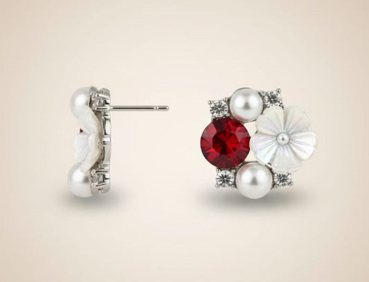 ❤️ Ruby Bloom Pearl Stud Earrings ❤️