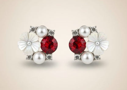 ❤️ Ruby Bloom Pearl Stud Earrings ❤️