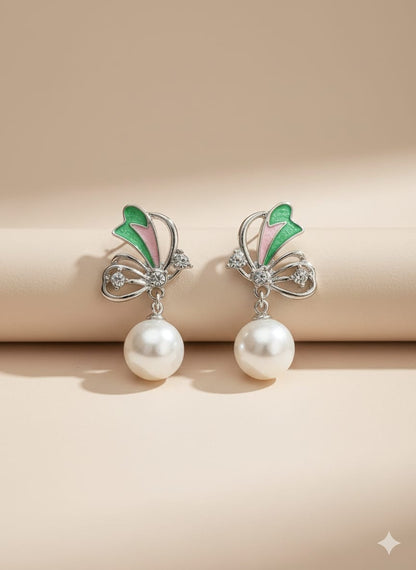 ✨ Butterfly Shape Pearl Drop Earrings ✨