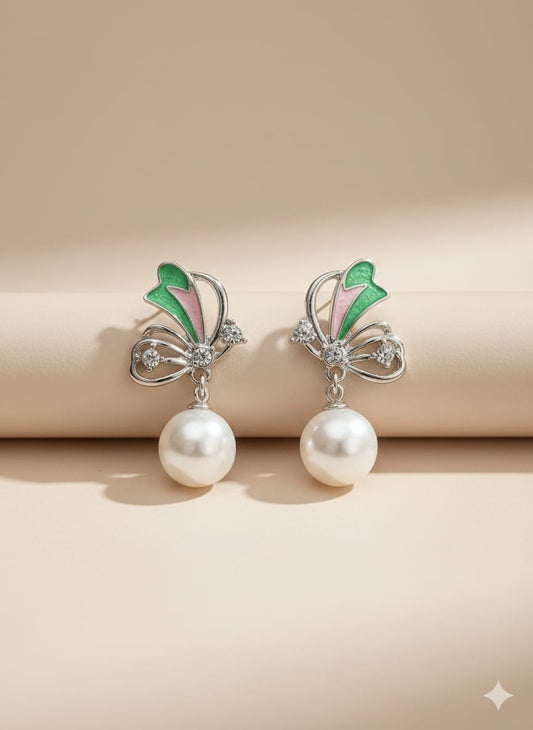 ✨ Butterfly Shape Pearl Drop Earrings ✨
